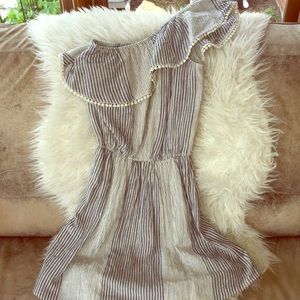 Striped Chambray Fringe Dress